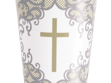 Fancy Gold Cross 9oz Paper Cups, 8ct Sale