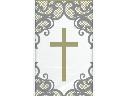 Fancy Gold Cross Rectangular Plastic Table Cover, 54 x84  Fashion