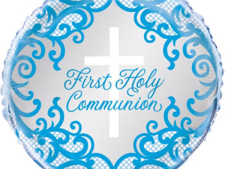 Fancy Blue Cross First Holy Communion Foil Balloon 18  - Bulk Hot on Sale