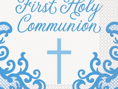 Fancy Blue Cross First Holy Communion Lunch Napkins 16ct Supply