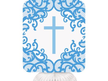 Fancy Blue Cross Honeycomb Decorations 8 H 3ct For Sale