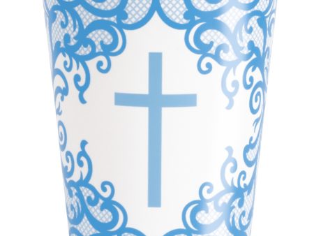 Fancy Blue Cross 9oz Paper Cups, 8ct Online Hot Sale