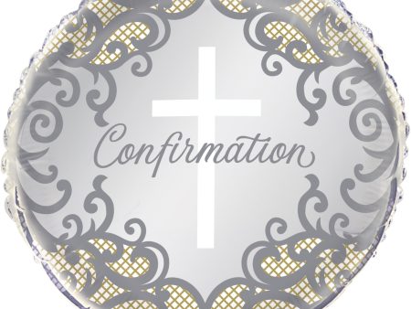 Fancy Gold Cross Confirmation Round Foil Balloon 18 , Bulk Online Hot Sale