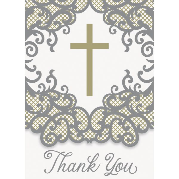 Fancy Gold Cross Thank You Notes, 8ct Fashion